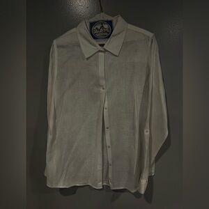 Tahari Lightweight White linen Button-Up Shirt